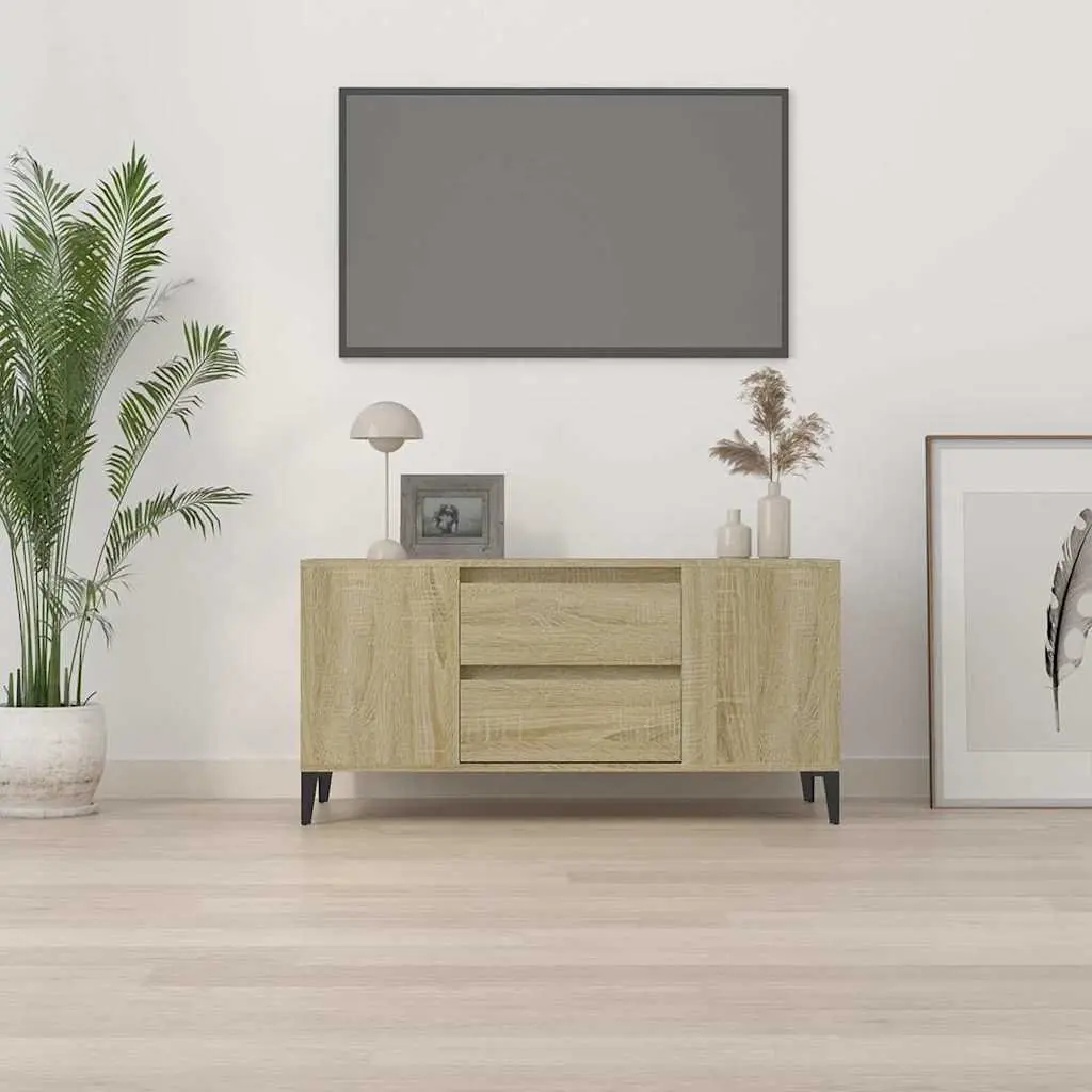 TV Cabinet Industrial Style Brown Sonoma Oak Engineered Wood Storage Unit with Drawers