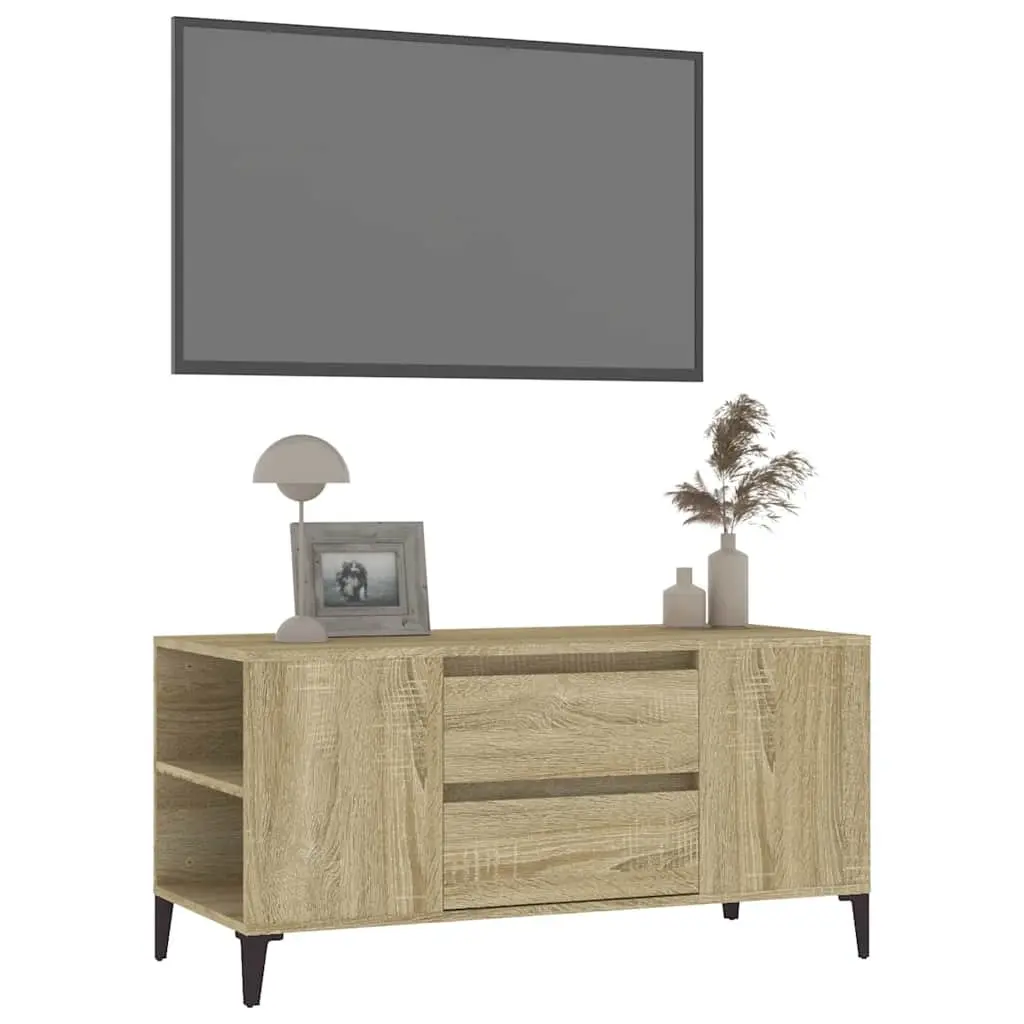 TV Cabinet Industrial Style Brown Sonoma Oak Engineered Wood Storage Unit with Drawers