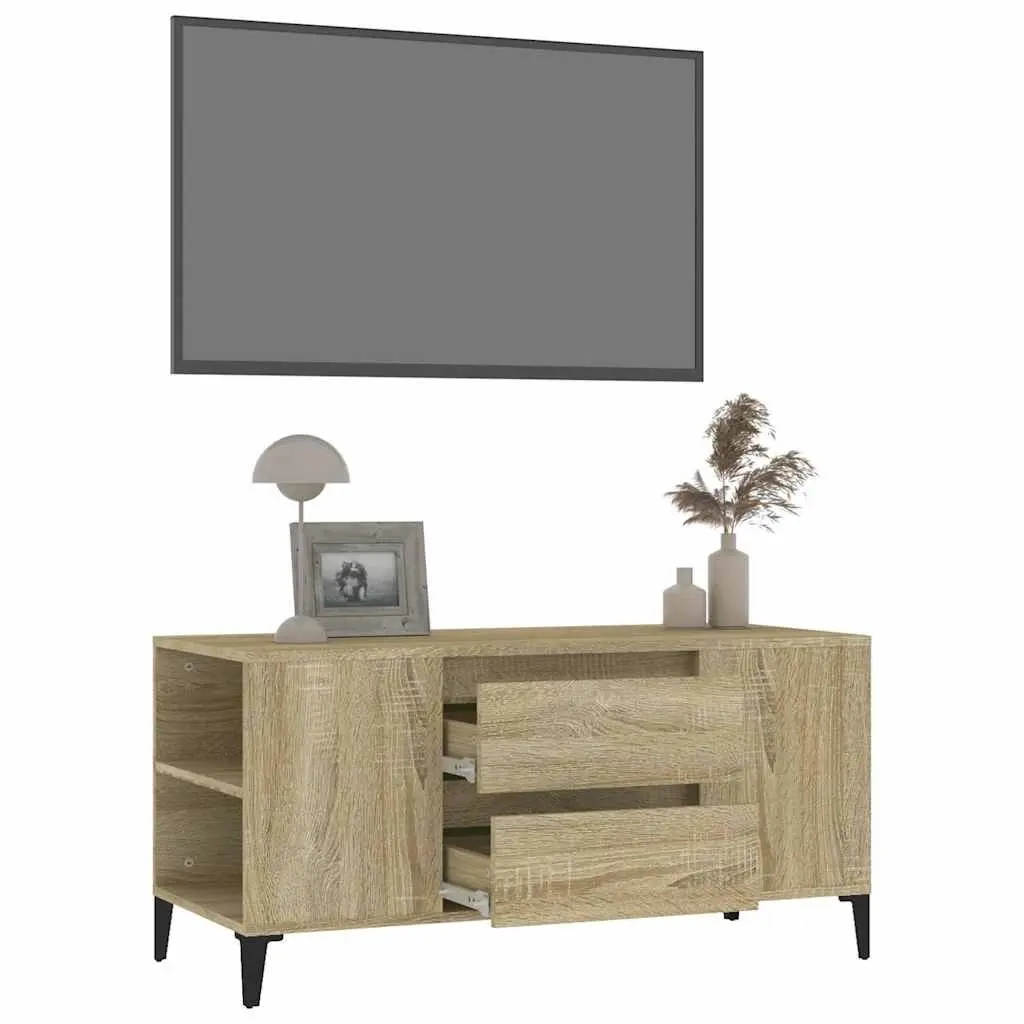 TV Cabinet Industrial Style Brown Sonoma Oak Engineered Wood Storage Unit with Drawers