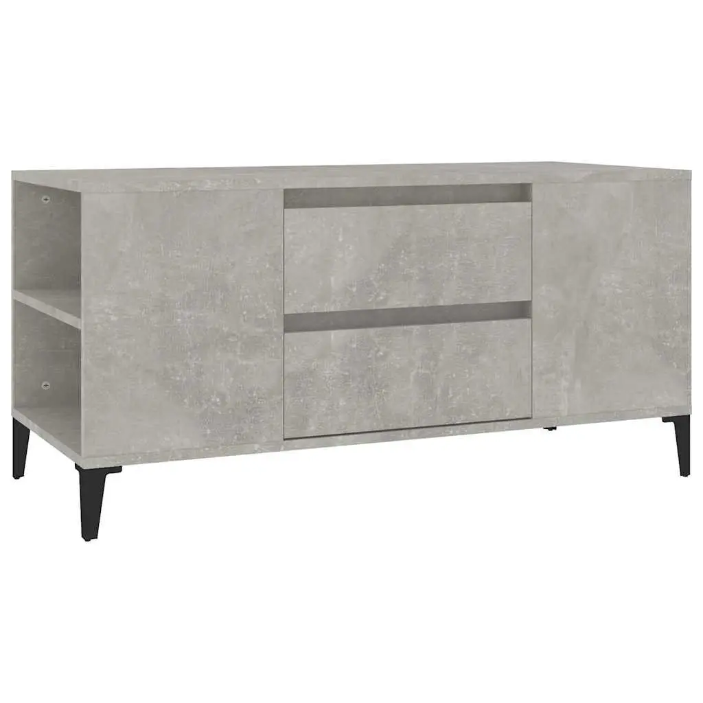 TV Cabinet Grey 102x44.5x50 cm Engineered Wood Storage Unit Compartments Drawers
