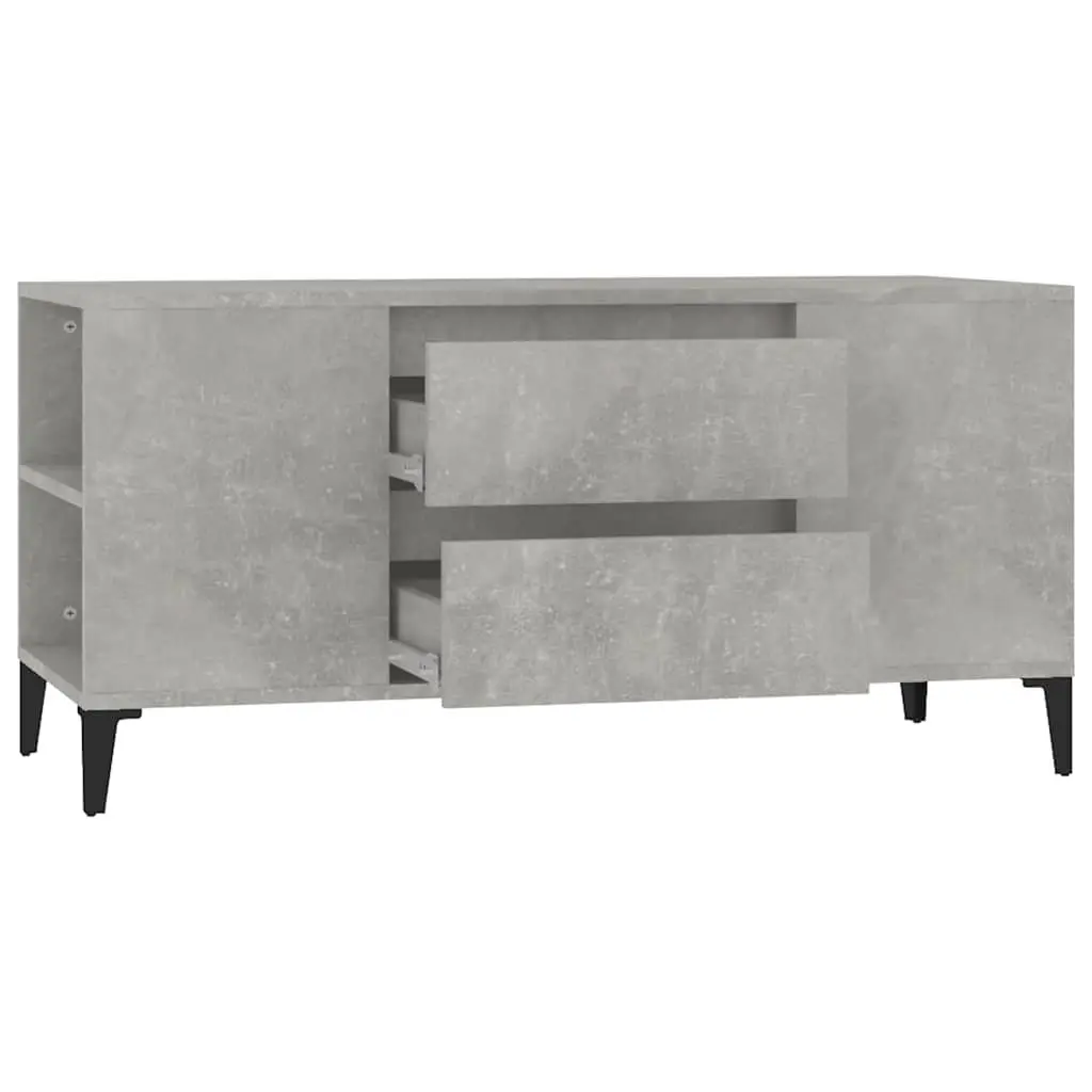 TV Cabinet Grey 102x44.5x50 cm Engineered Wood Storage Unit Compartments Drawers