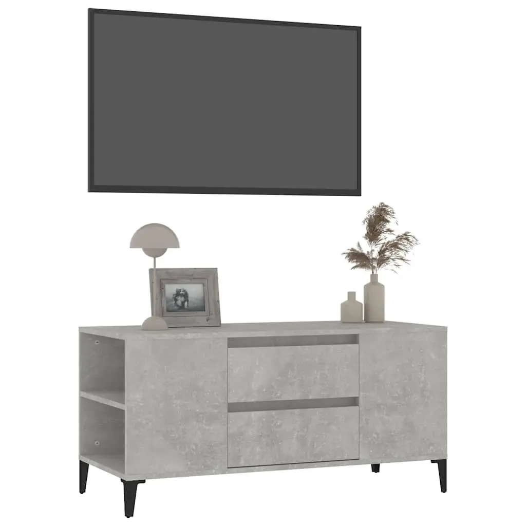 TV Cabinet Grey 102x44.5x50 cm Engineered Wood Storage Unit Compartments Drawers