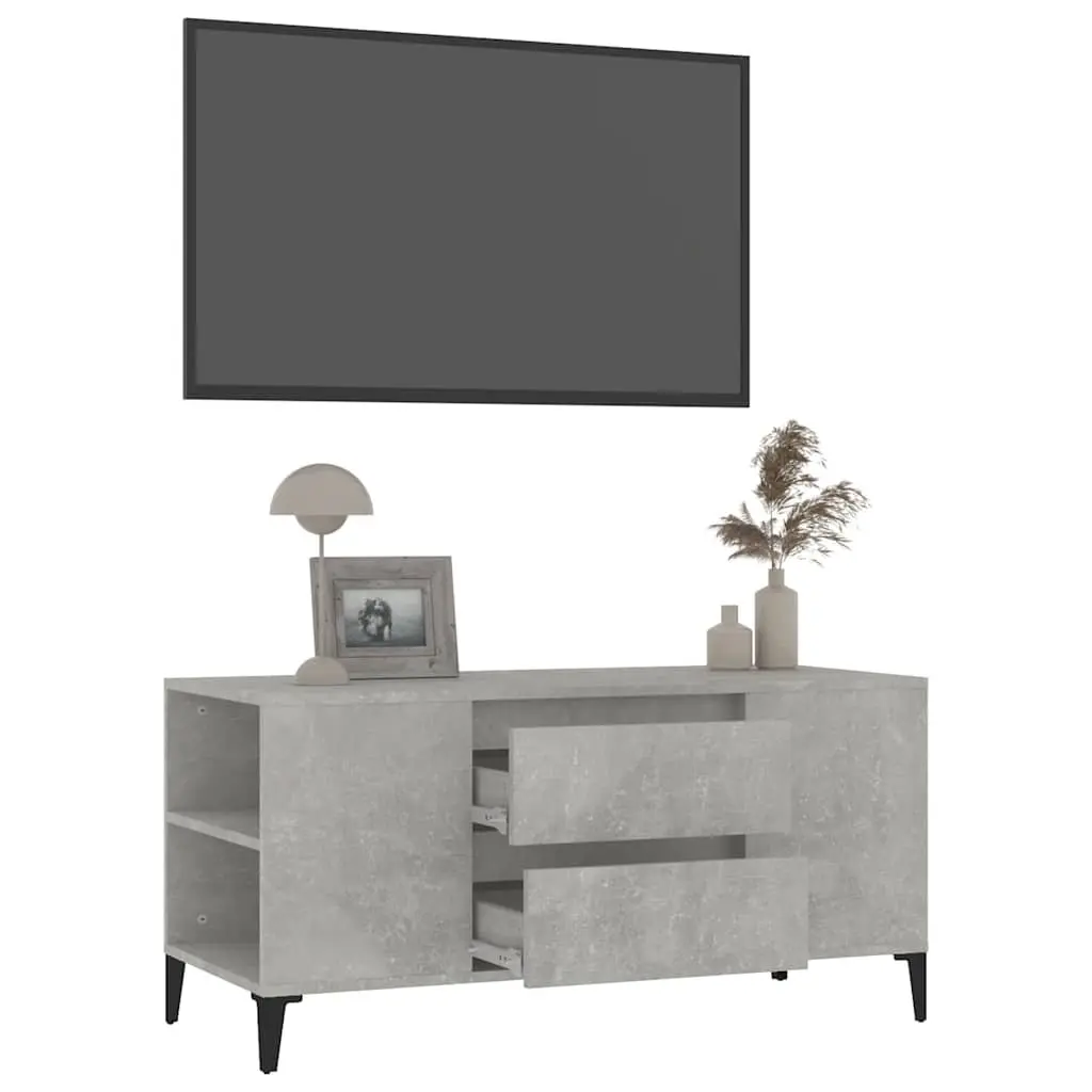 TV Cabinet Grey 102x44.5x50 cm Engineered Wood Storage Unit Compartments Drawers