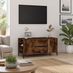 Brown Engineered Wood TV Cabinet for Living Spaces