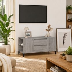 Grey Sonoma TV Cabinet with 4 Compartments and 2 Drawers