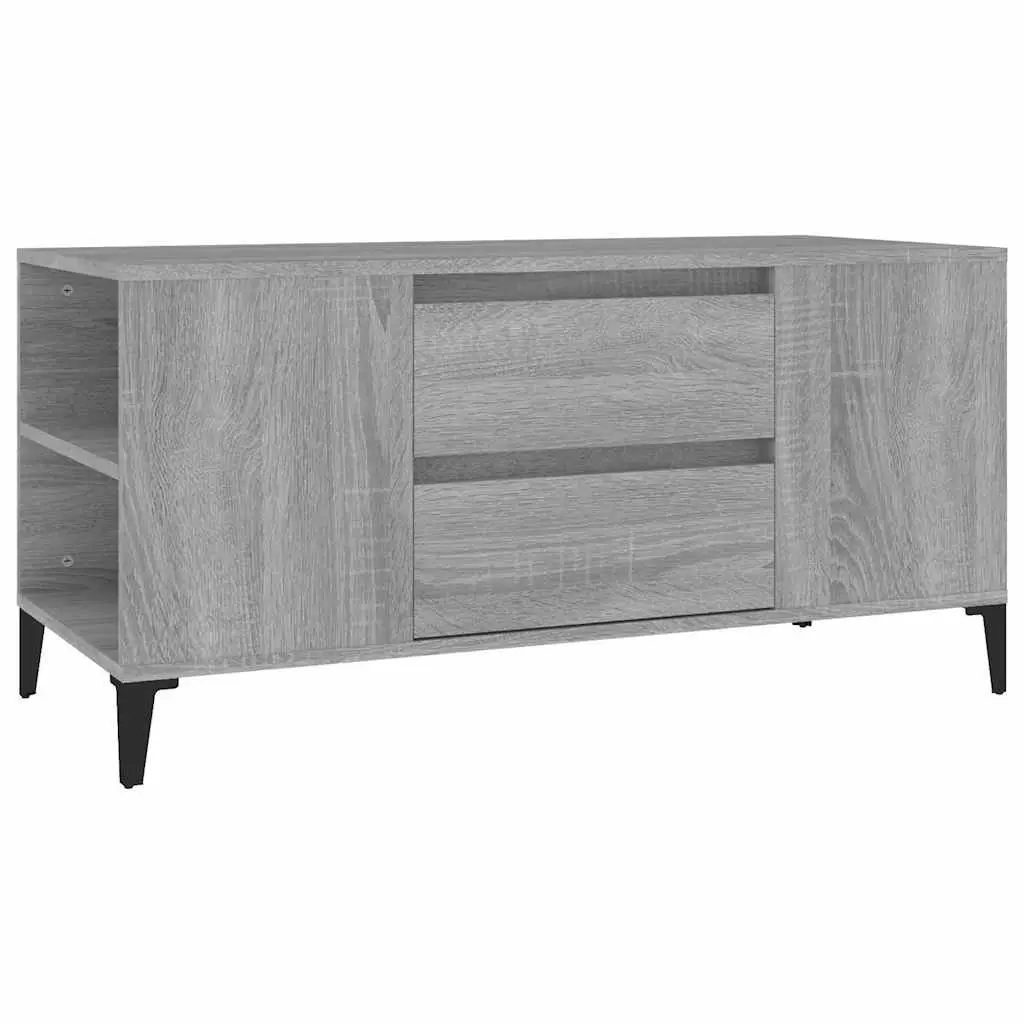 TV Cabinet Industrial Style Grey Sonoma Engineered Wood 4 Compartments 2 Drawers
