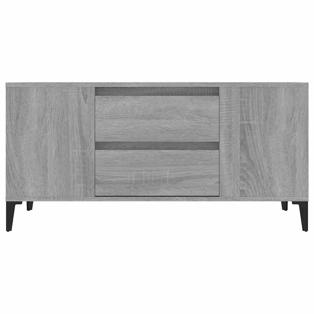 TV Cabinet Industrial Style Grey Sonoma Engineered Wood 4 Compartments 2 Drawers