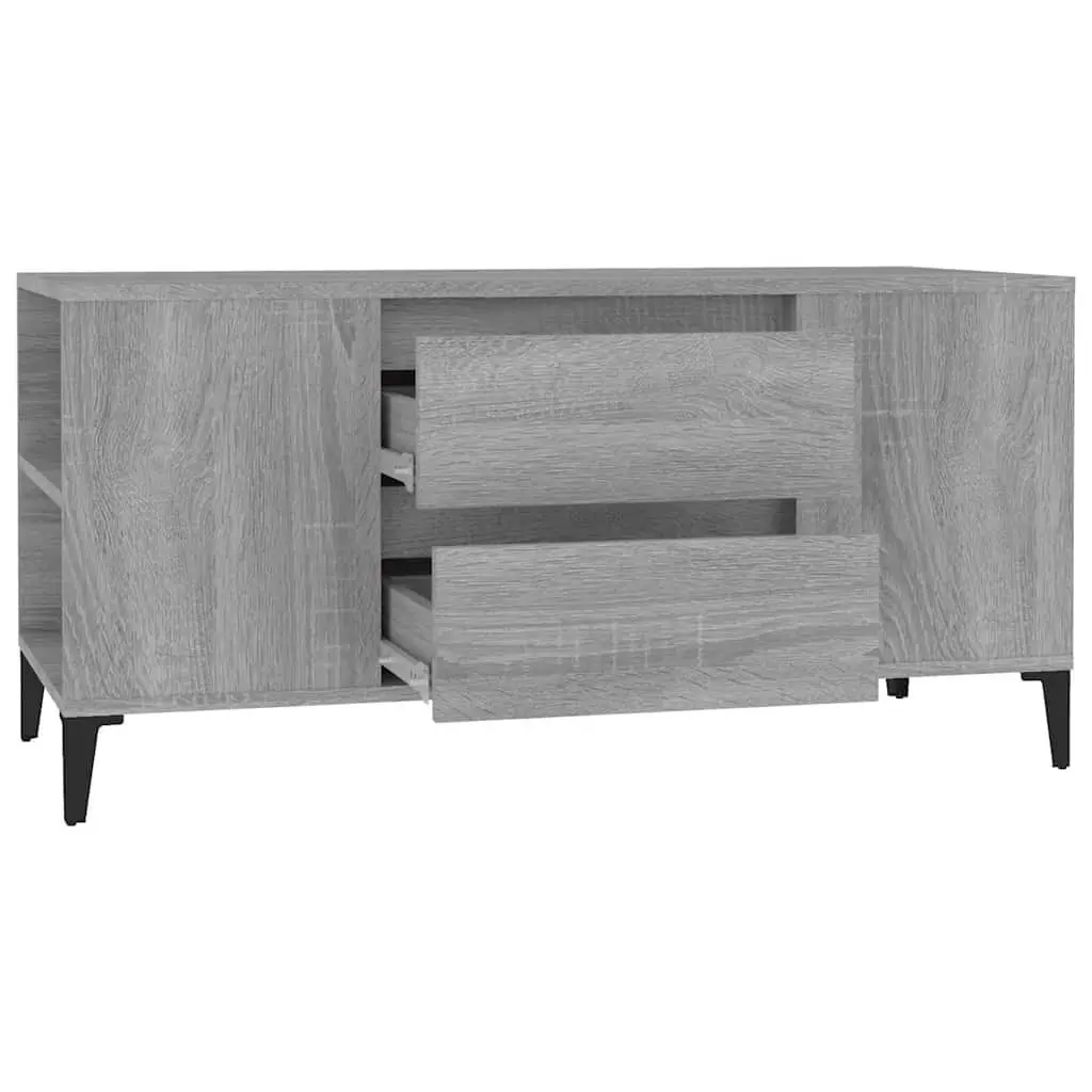 TV Cabinet Industrial Style Grey Sonoma Engineered Wood 4 Compartments 2 Drawers