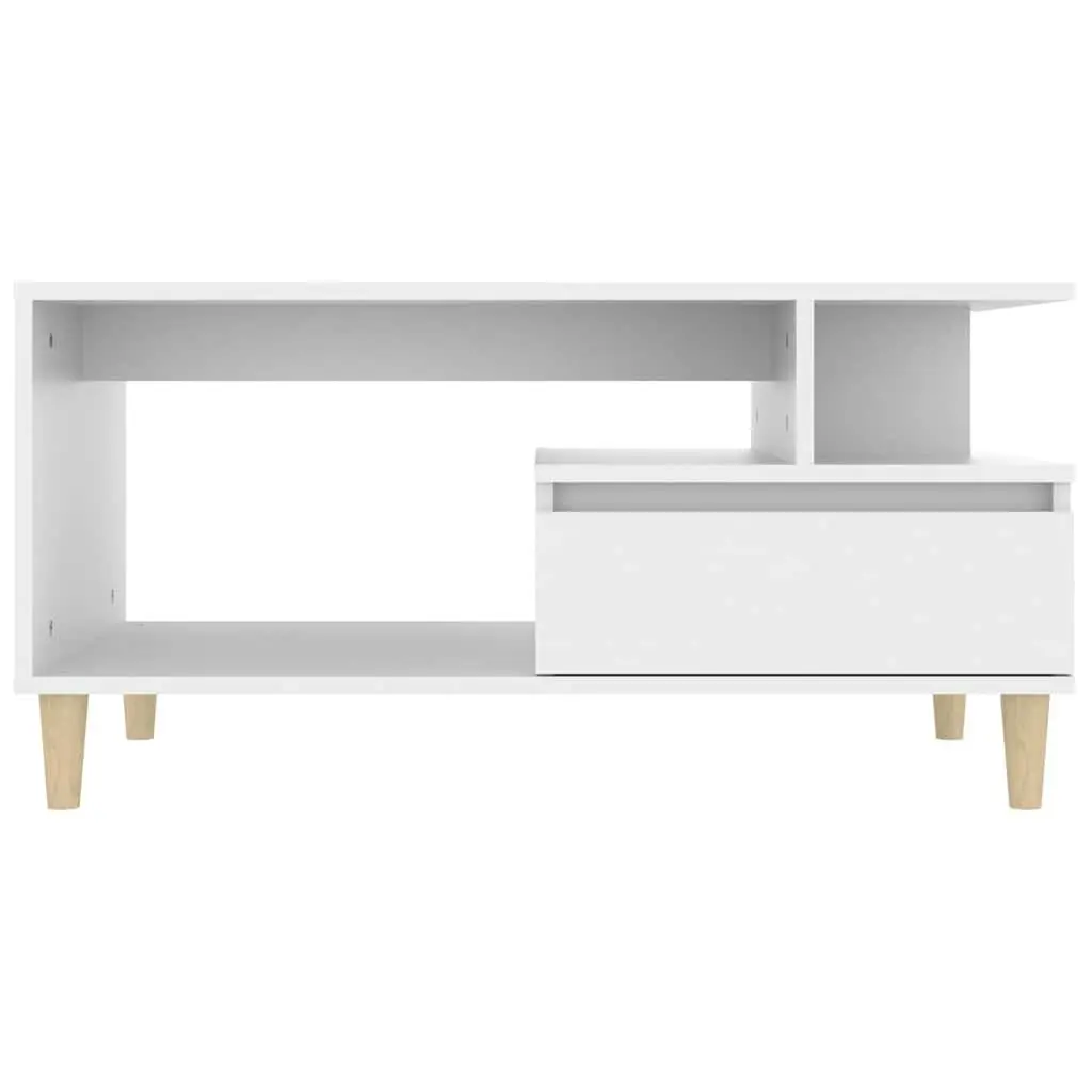Coffee Table White 90x49x45 cm Engineered Wood with Drawer Storage Compartments