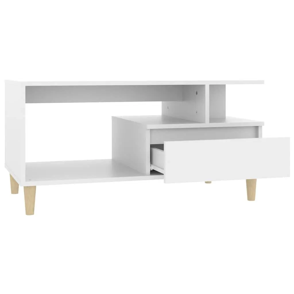 Coffee Table White 90x49x45 cm Engineered Wood with Drawer Storage Compartments
