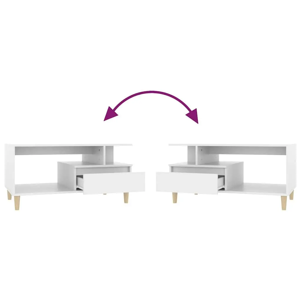 Coffee Table White 90x49x45 cm Engineered Wood with Drawer Storage Compartments