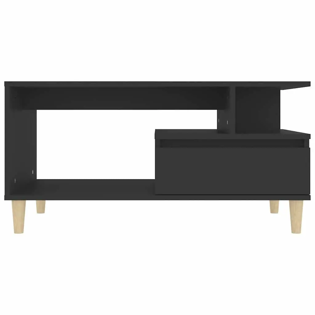 Coffee Table Black Engineered Wood with Drawer Storage Compartments Living Room