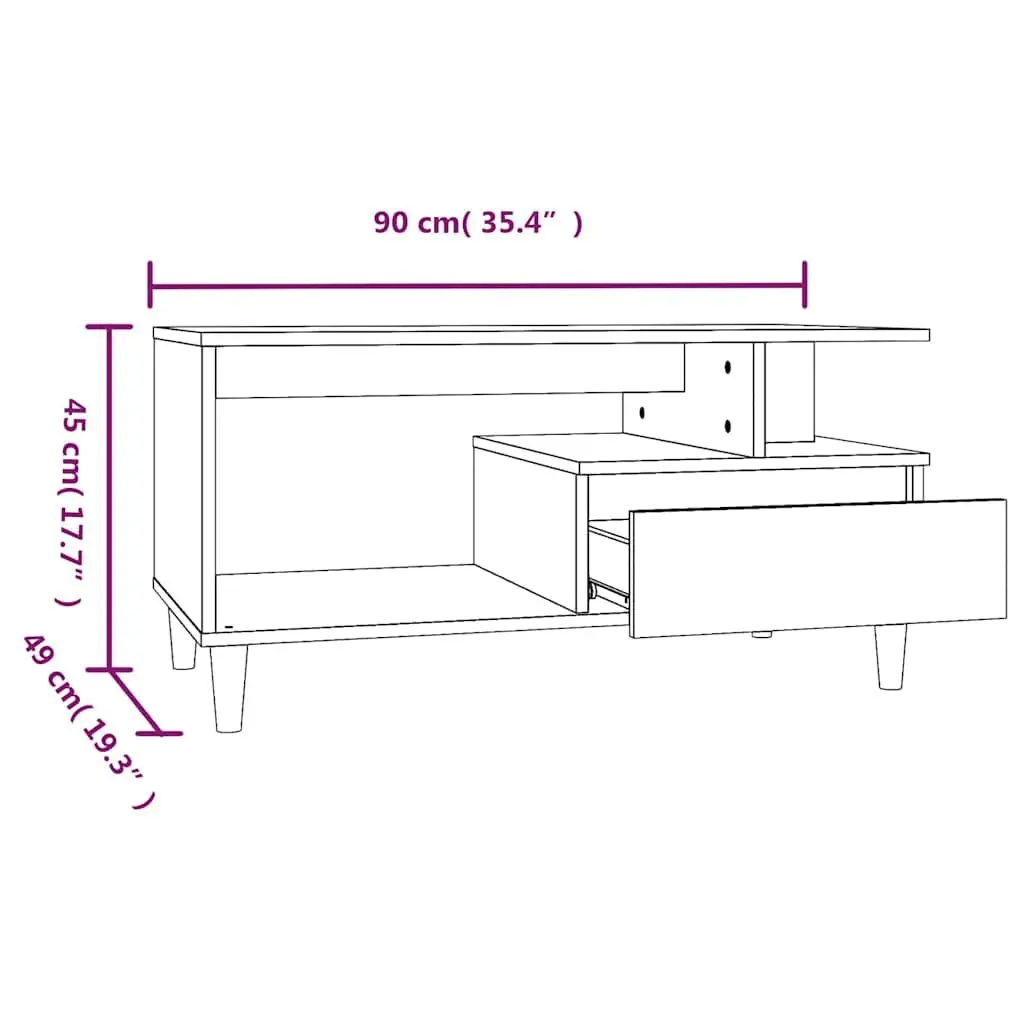 Coffee Table Black Engineered Wood with Drawer Storage Compartments Living Room