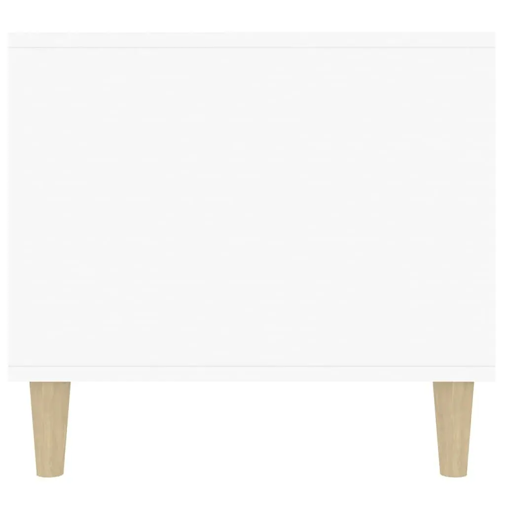 High Gloss White Coffee Table with Open Shelves and Drawer