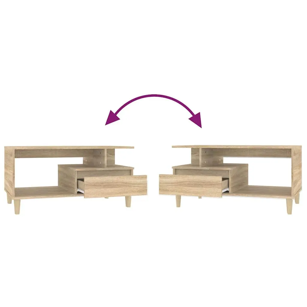 Coffee Table with Storage Drawer Open Shelves Wooden Legs Brown Accent Furniture