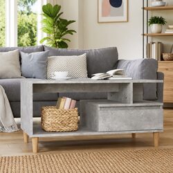 Grey Engineered Wood Coffee Table with Storage Options