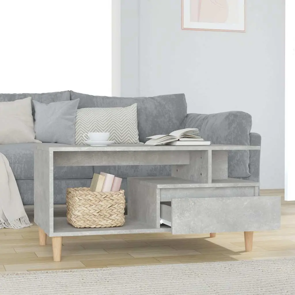 Grey Engineered Wood Coffee Table with Storage Options