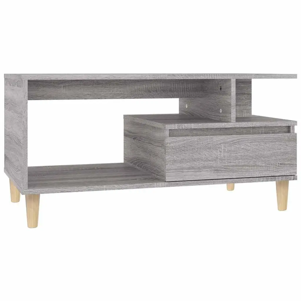 Coffee Table Grey Sonoma 90x49x45cm Engineered Wood Open Compartment Drawer Storage Accent Table