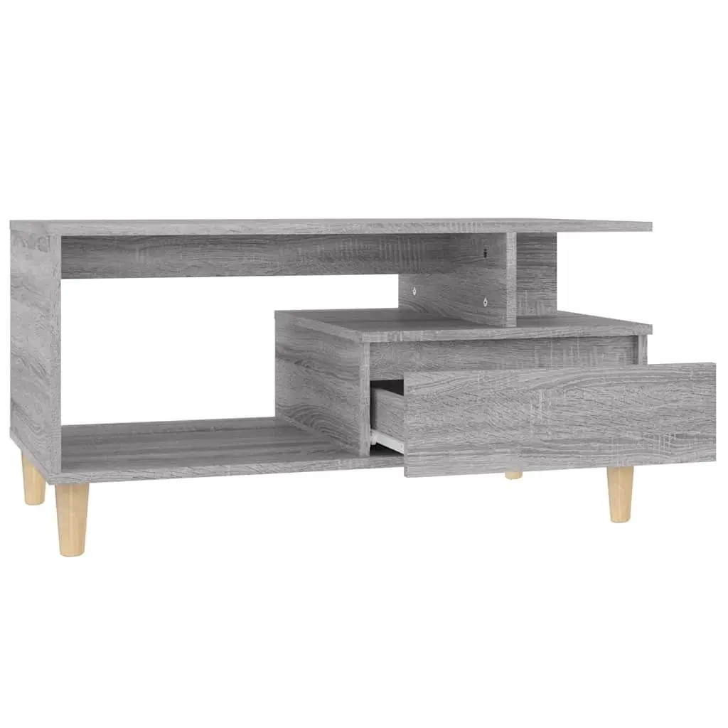 Coffee Table Grey Sonoma 90x49x45cm Engineered Wood Open Compartment Drawer Storage Accent Table
