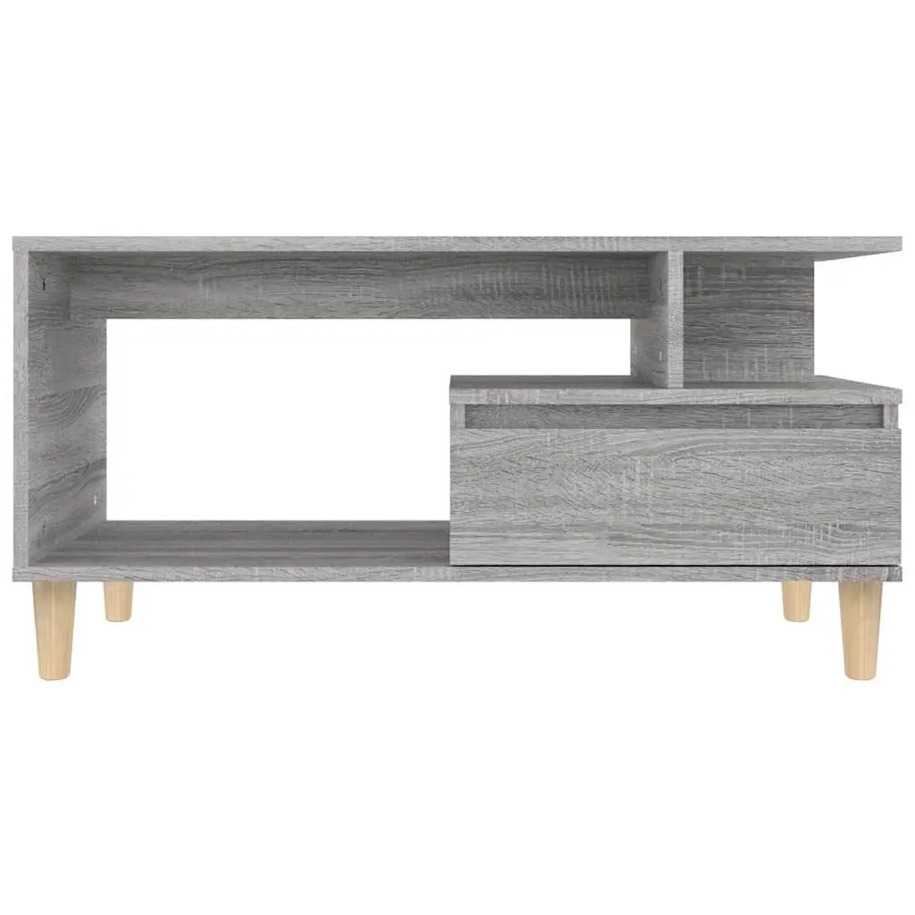 Coffee Table Grey Sonoma 90x49x45cm Engineered Wood Open Compartment Drawer Storage Accent Table