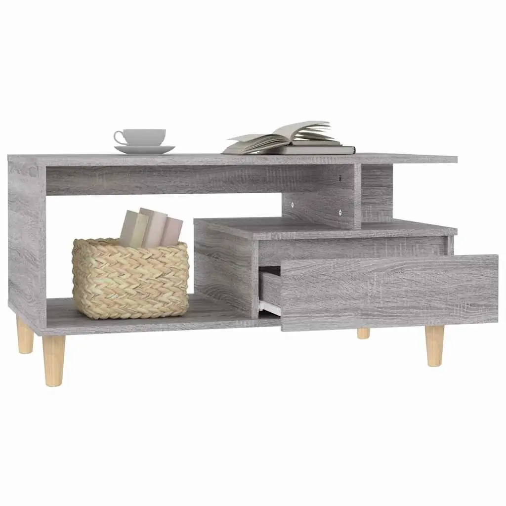 Coffee Table Grey Sonoma 90x49x45cm Engineered Wood Open Compartment Drawer Storage Accent Table
