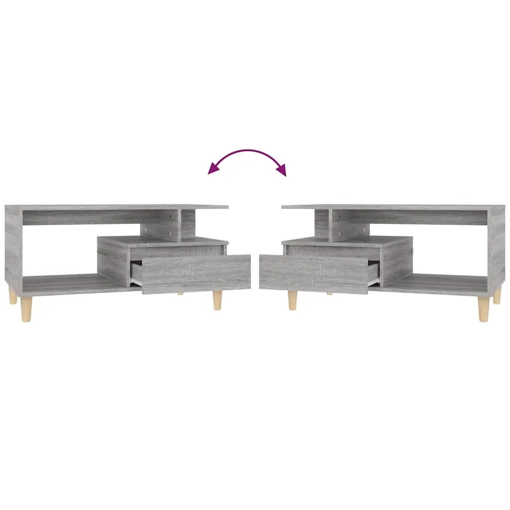 Coffee Table Grey Sonoma 90x49x45cm Engineered Wood Open Compartment Drawer Storage Accent Table