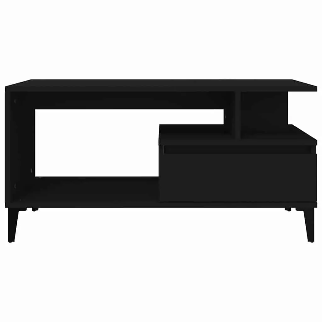 Black Engineered Wood Coffee Table for Living Room
