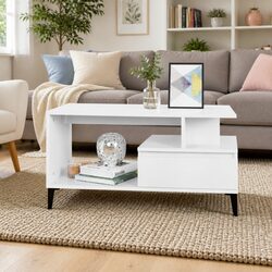 High Gloss White Coffee Table with Storage