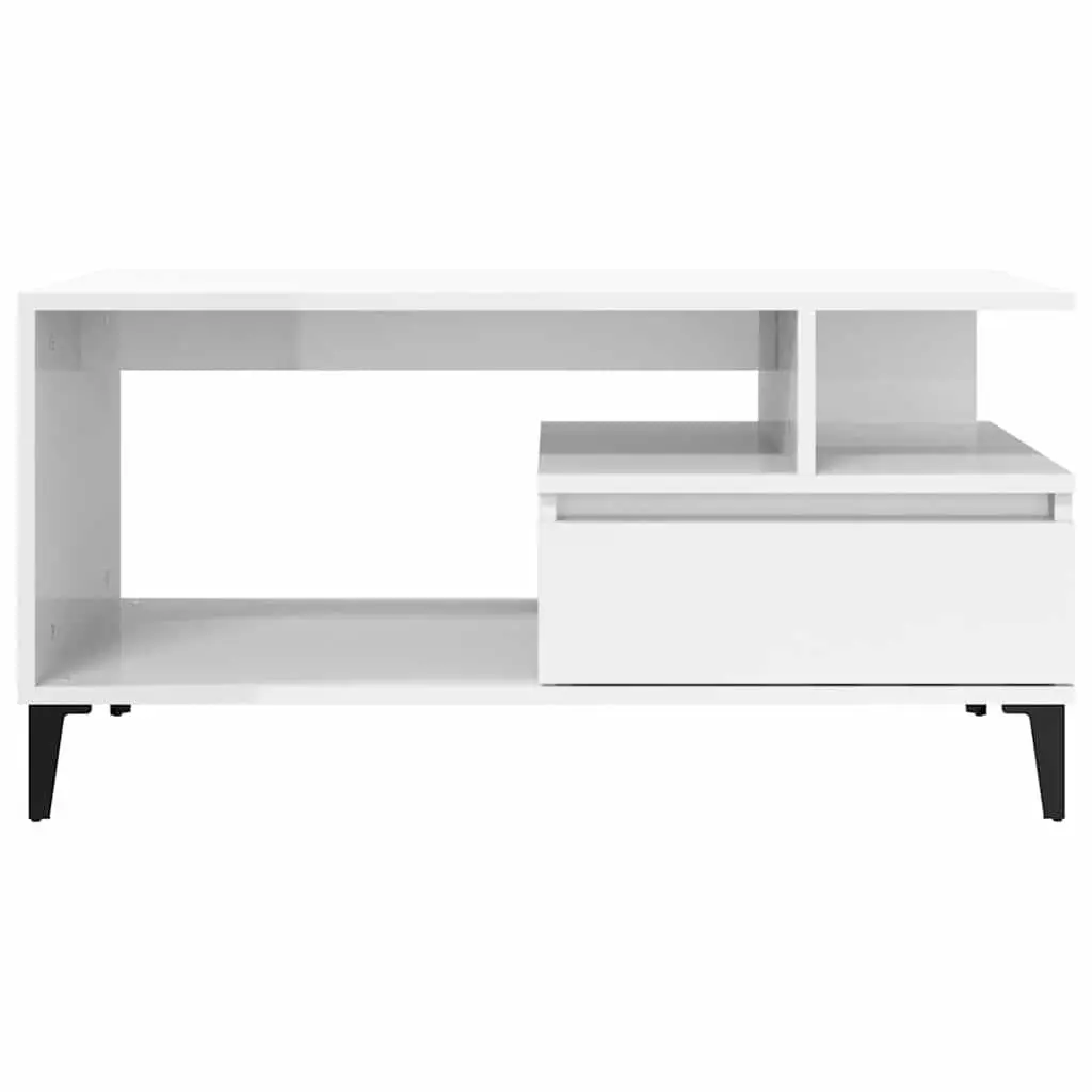 High Gloss White Coffee Table with Storage