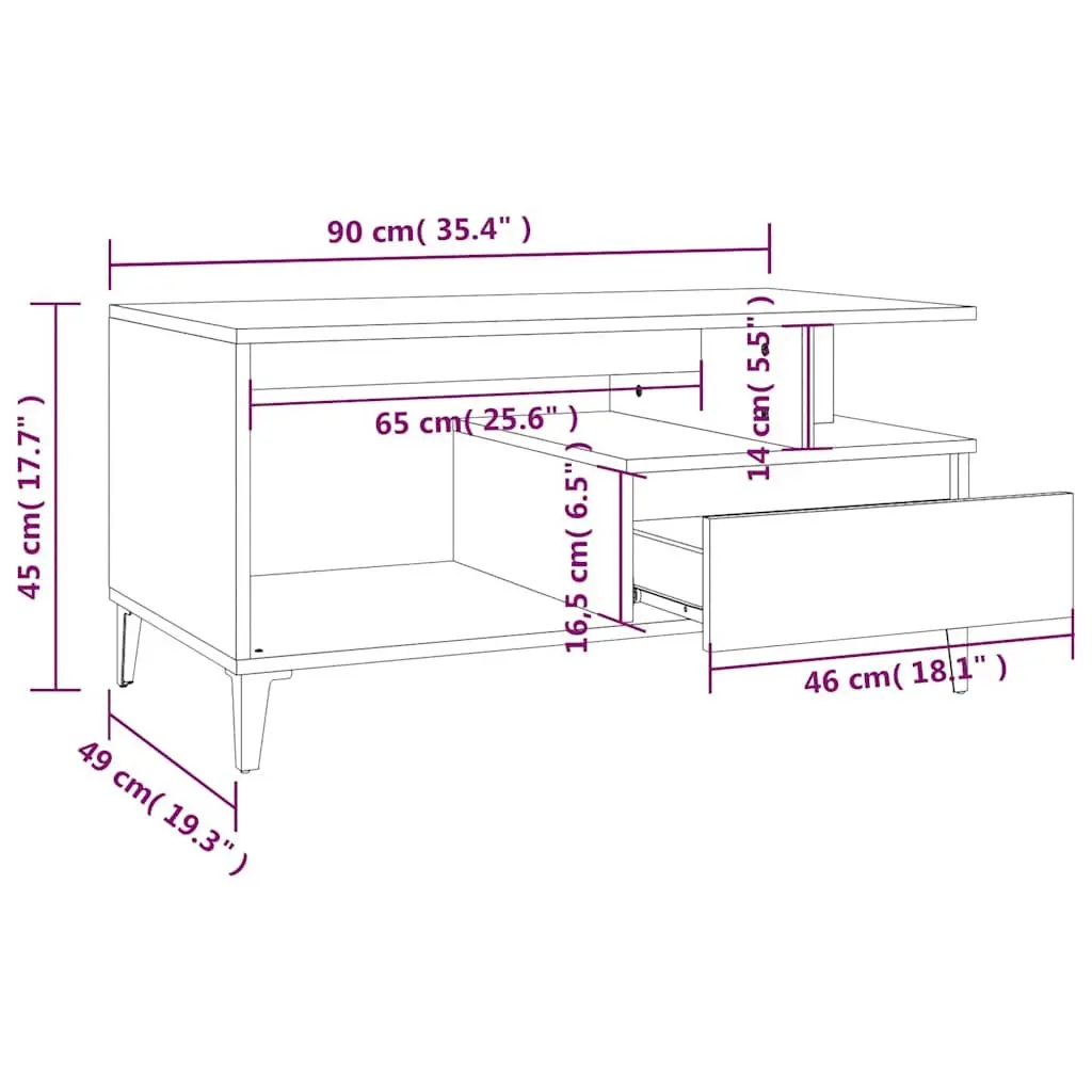 Brown Oak Coffee Table for Living Rooms