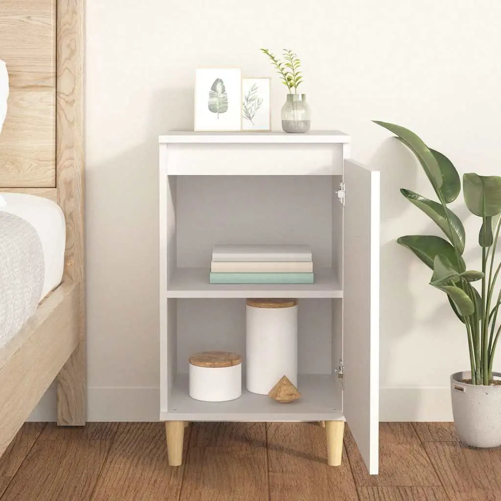 Bedside Cabinet White 40x35x70cm Engineered Wood Nightstand Side Table with Door Storage