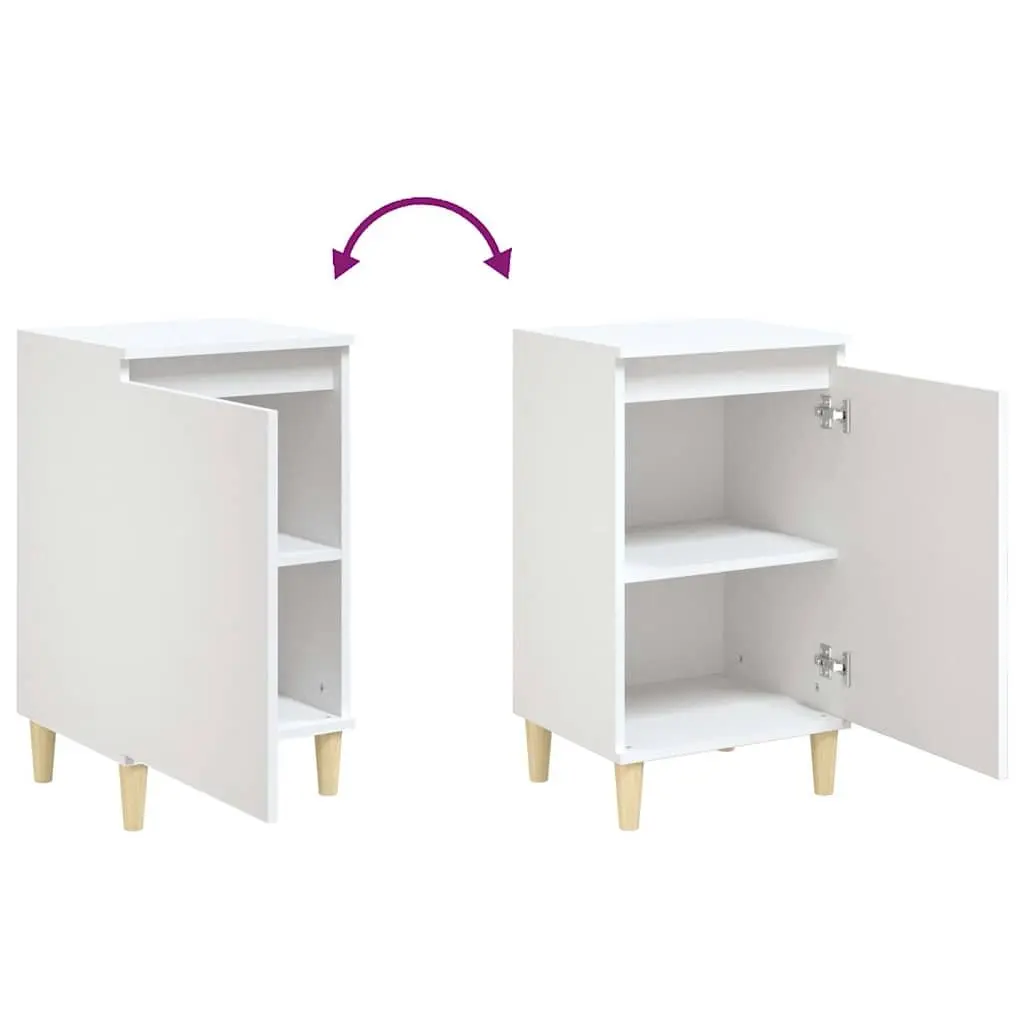 Bedside Cabinet White 40x35x70cm Engineered Wood Nightstand Side Table with Door Storage