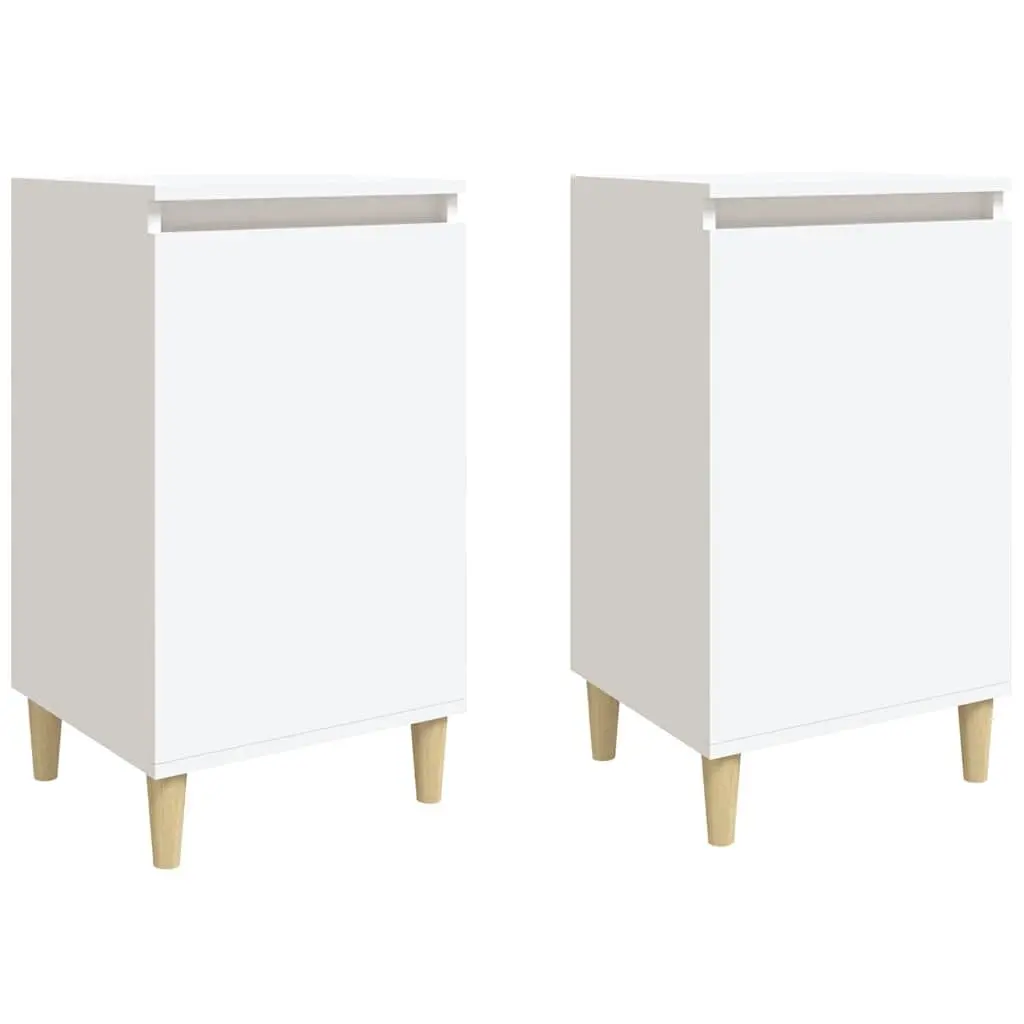 Bedside Cabinet 2 pcs White 40x35x70 cm Engineered Wood Nightstand Storage