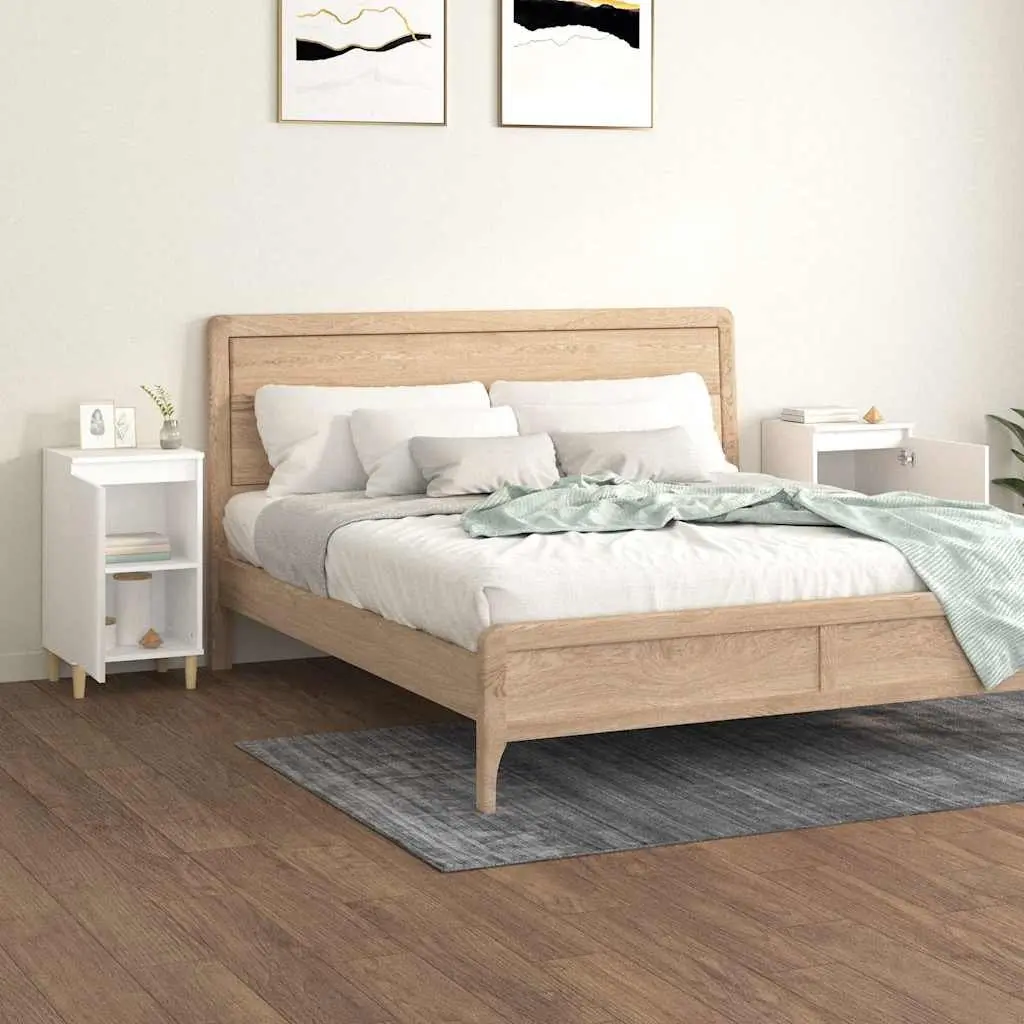 Bedside Cabinet 2 pcs White 40x35x70 cm Engineered Wood Nightstand Storage
