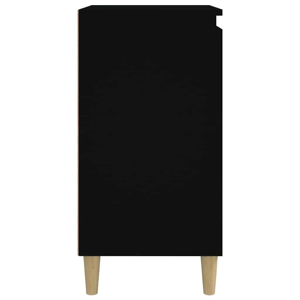 Black Engineered Wood Bedside Cabinet 2 Piece Nightstand Storage 40x35x70 cm