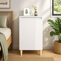 Elegant White High Gloss Bedside Cabinet with Storage