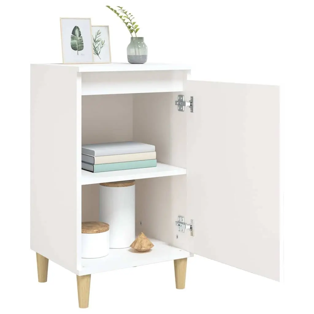 Bedside Cabinet White High Gloss 40x35x70cm Wooden Legs Storage Table