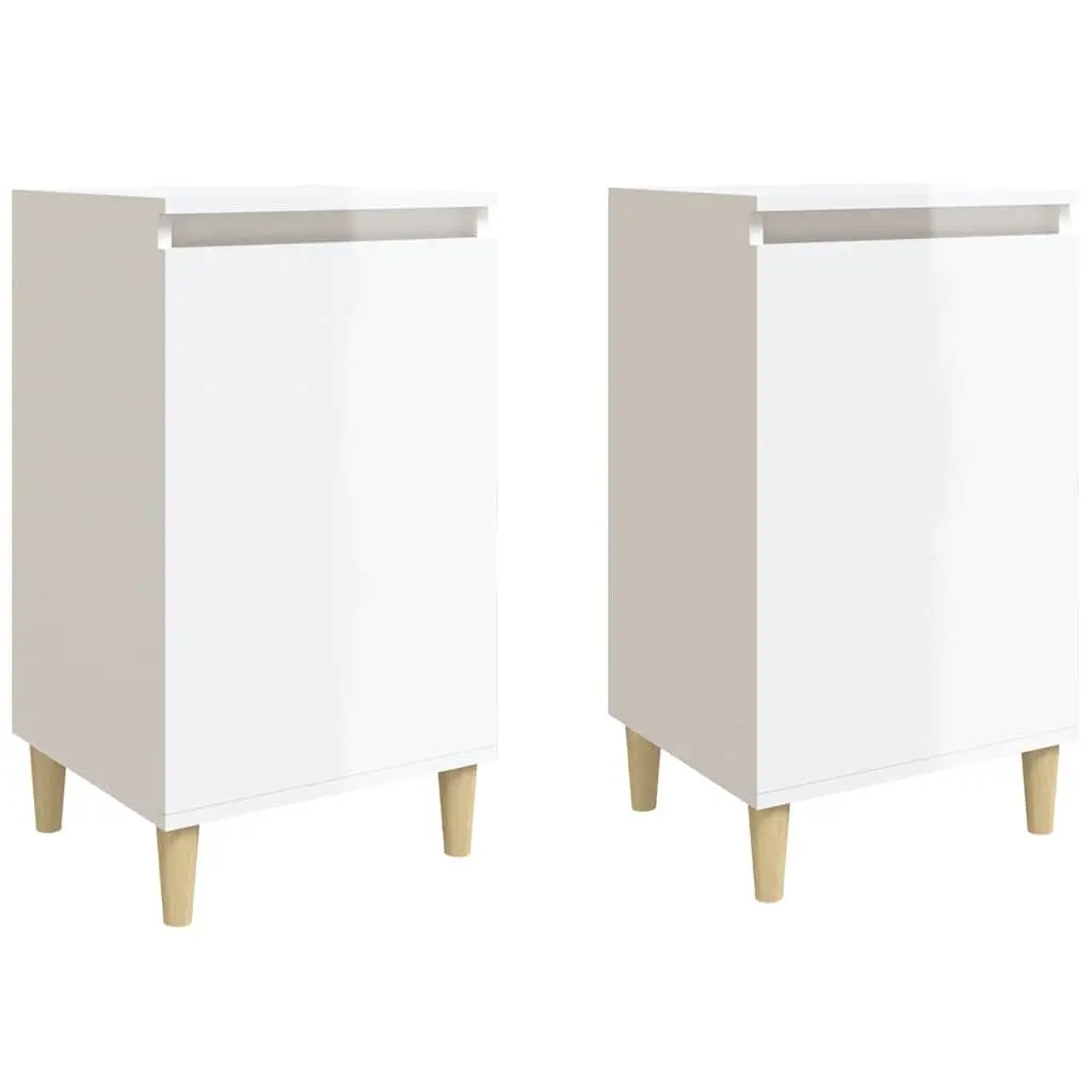 White High Gloss 2-Door Bedside Cabinets