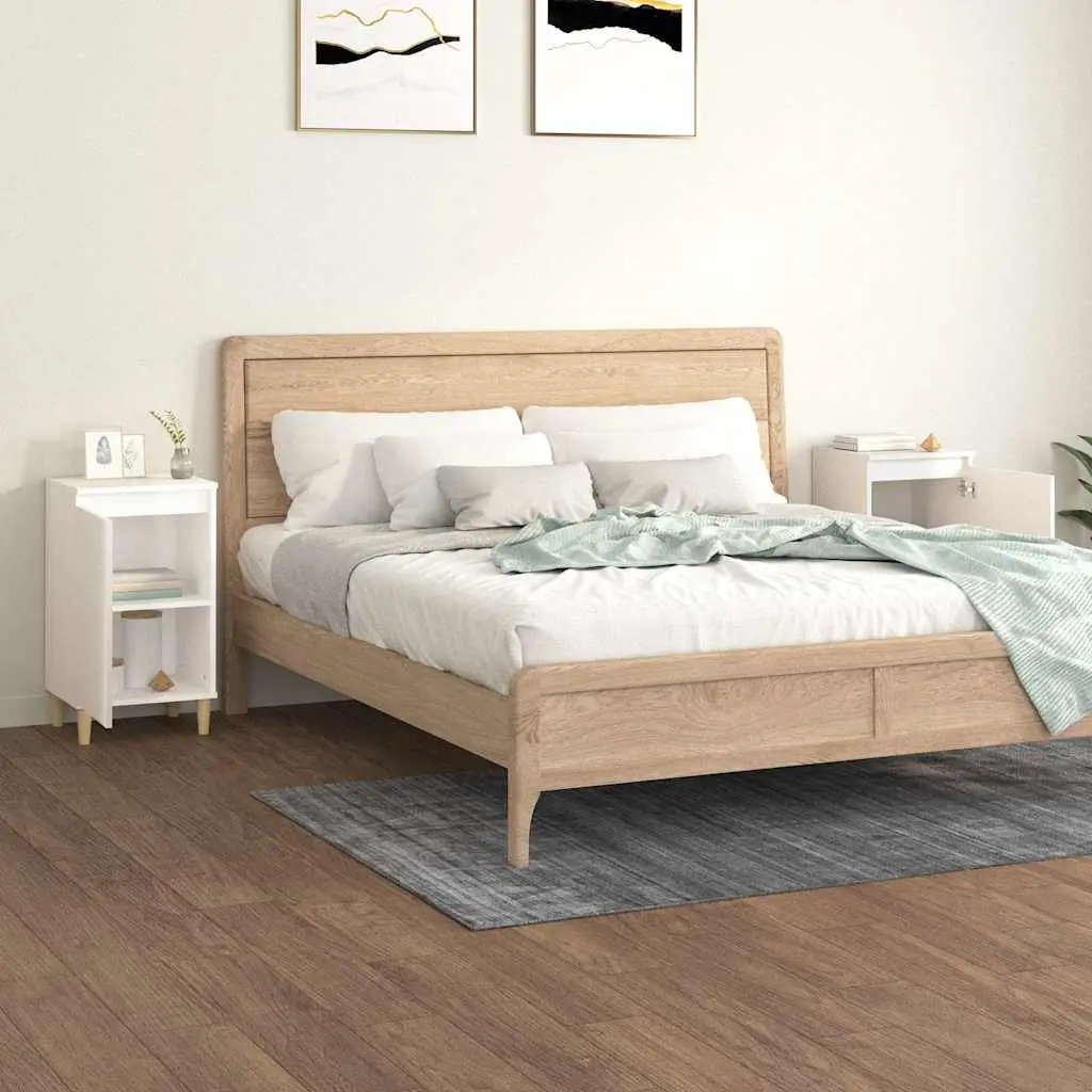 White High Gloss 2-Door Bedside Cabinets