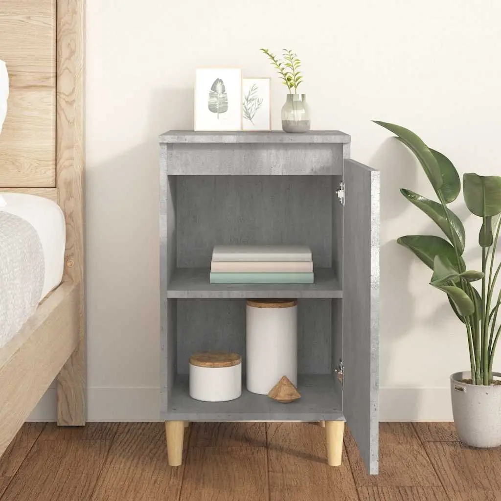 Bedside Cabinet Concrete Grey 40x35x70cm Engineered Wood Nightstand Storage Table