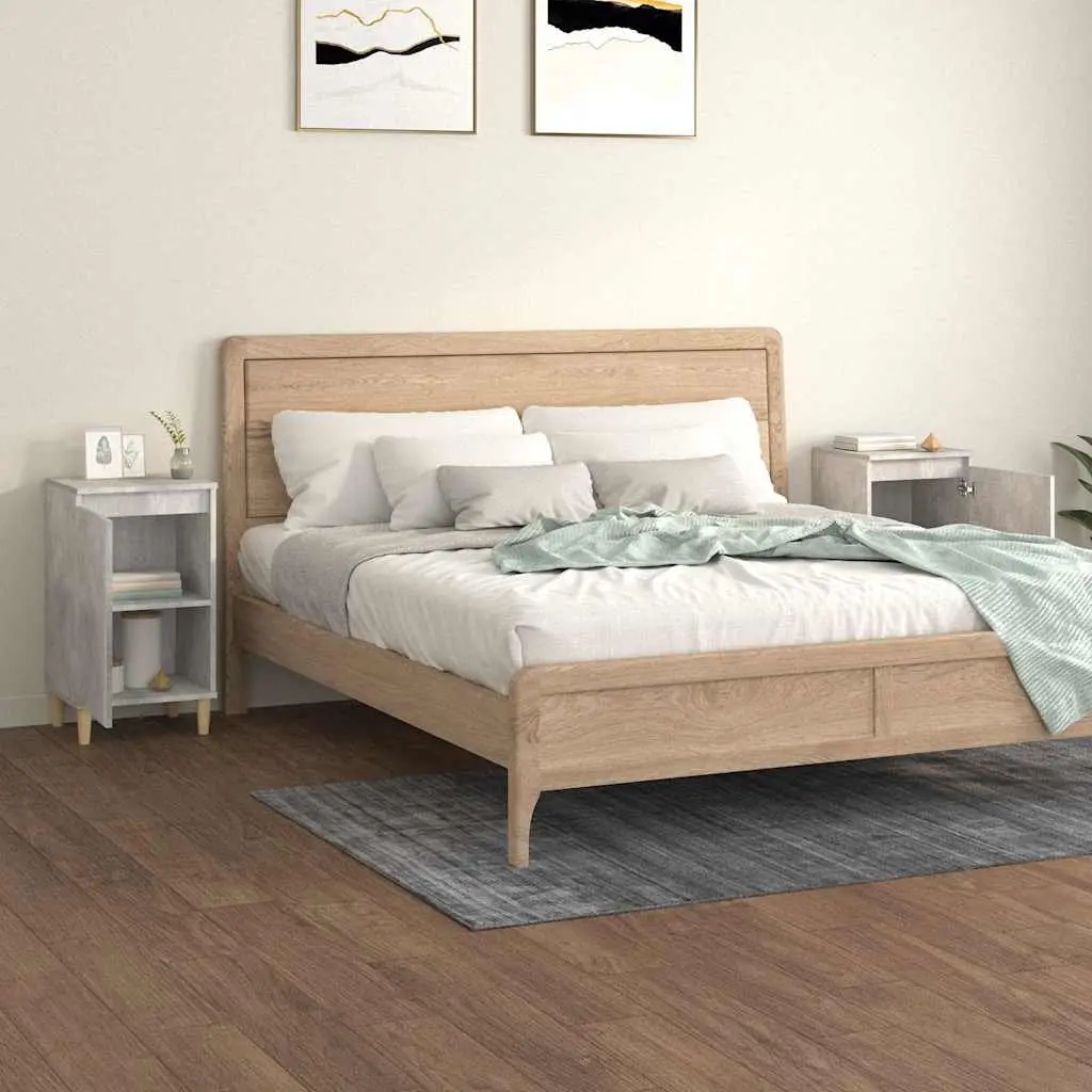 Grey Bedside Cabinets Set of 2, 40x35x70 cm