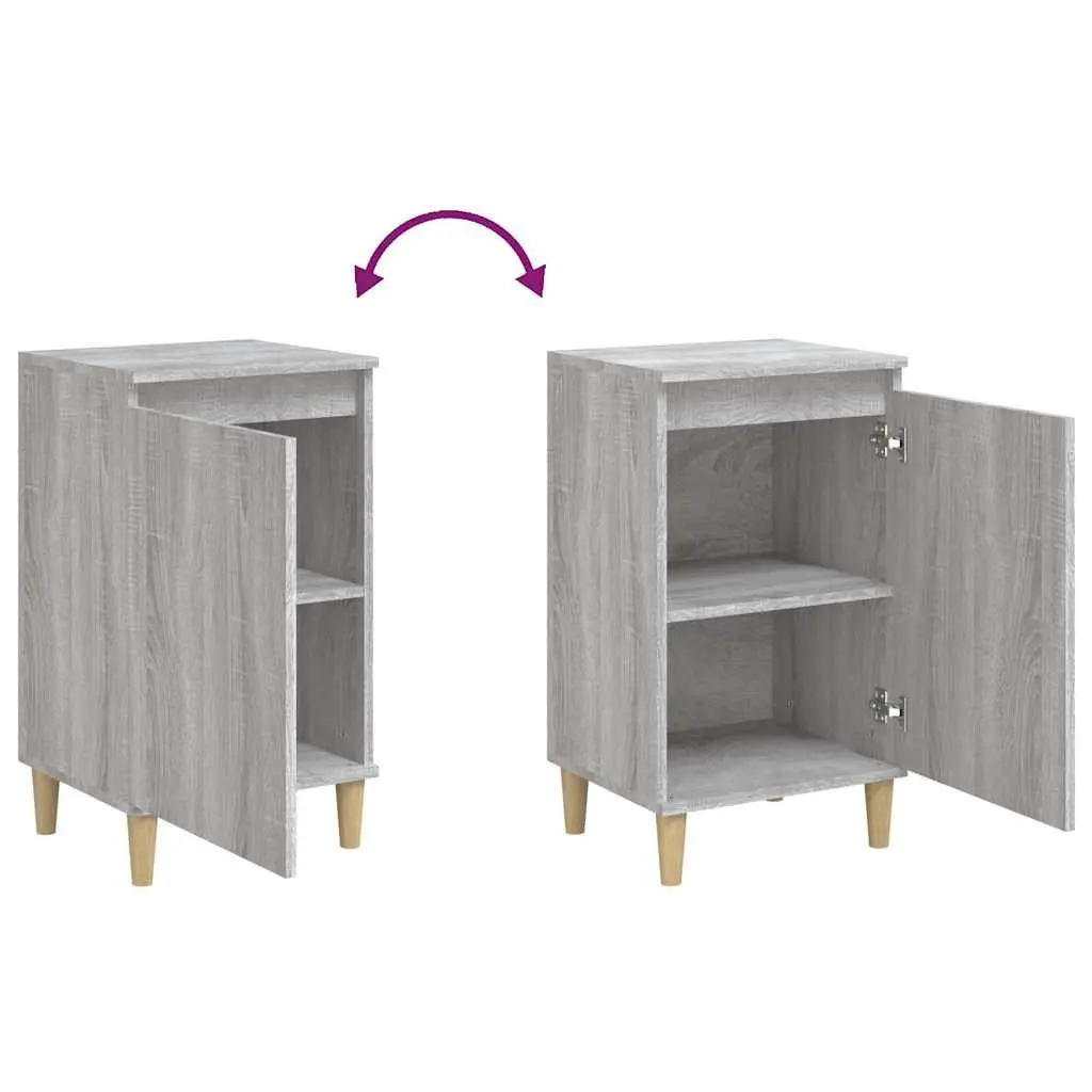 Bedside Cabinet Grey Sonoma Engineered Wood 2 Compartment Door Storage