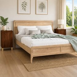 Elegant Brown Oak Nightstand with 2 Compartments