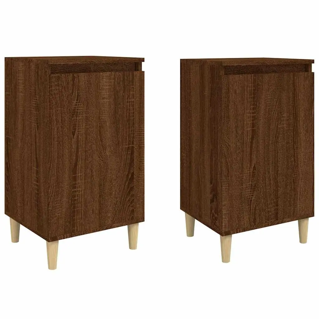 Brown Oak Nightstand with 2 Compartments