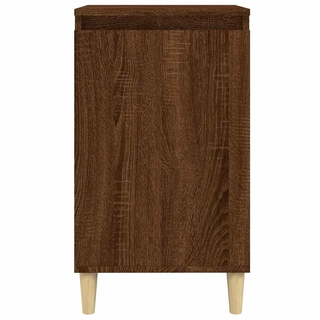 Brown Oak Nightstand with 2 Compartments