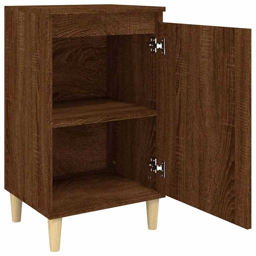 Brown Oak Nightstand with 2 Compartments