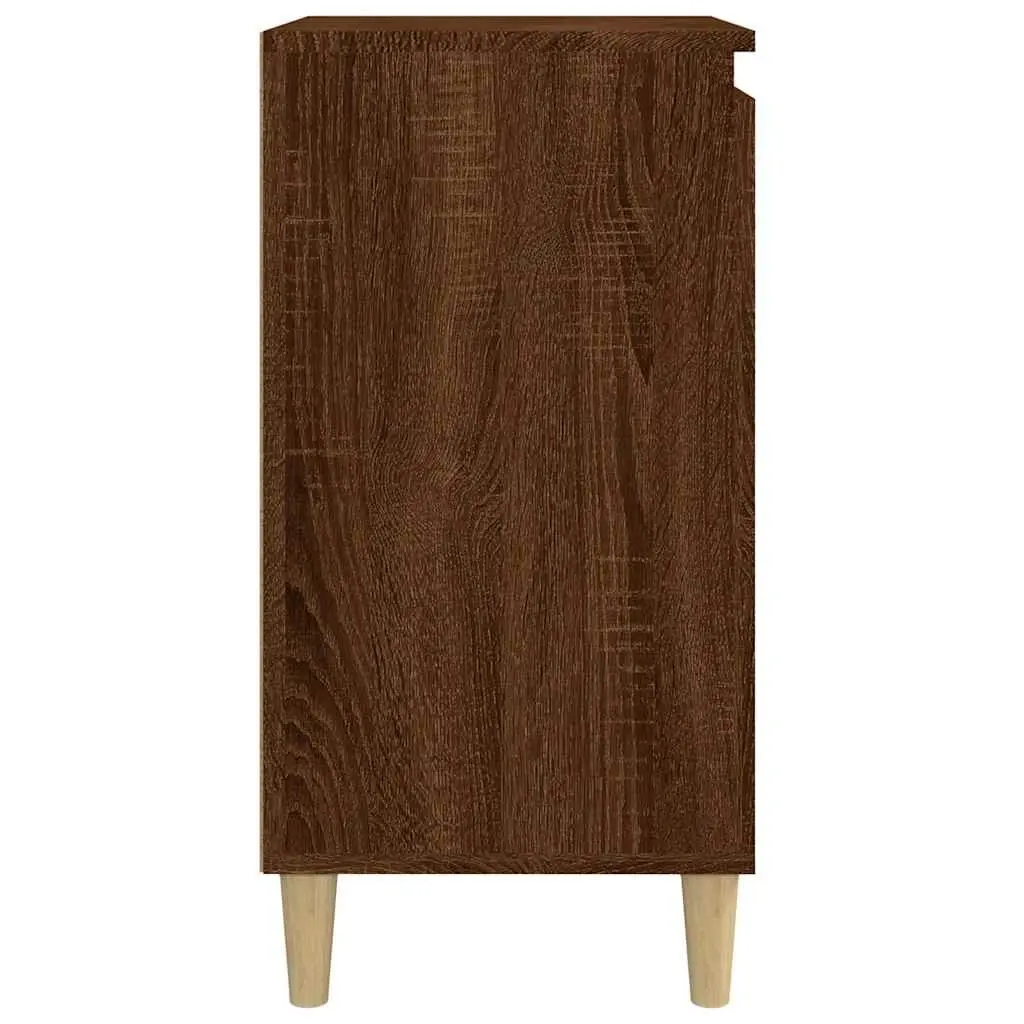 Brown Oak Nightstand with 2 Compartments