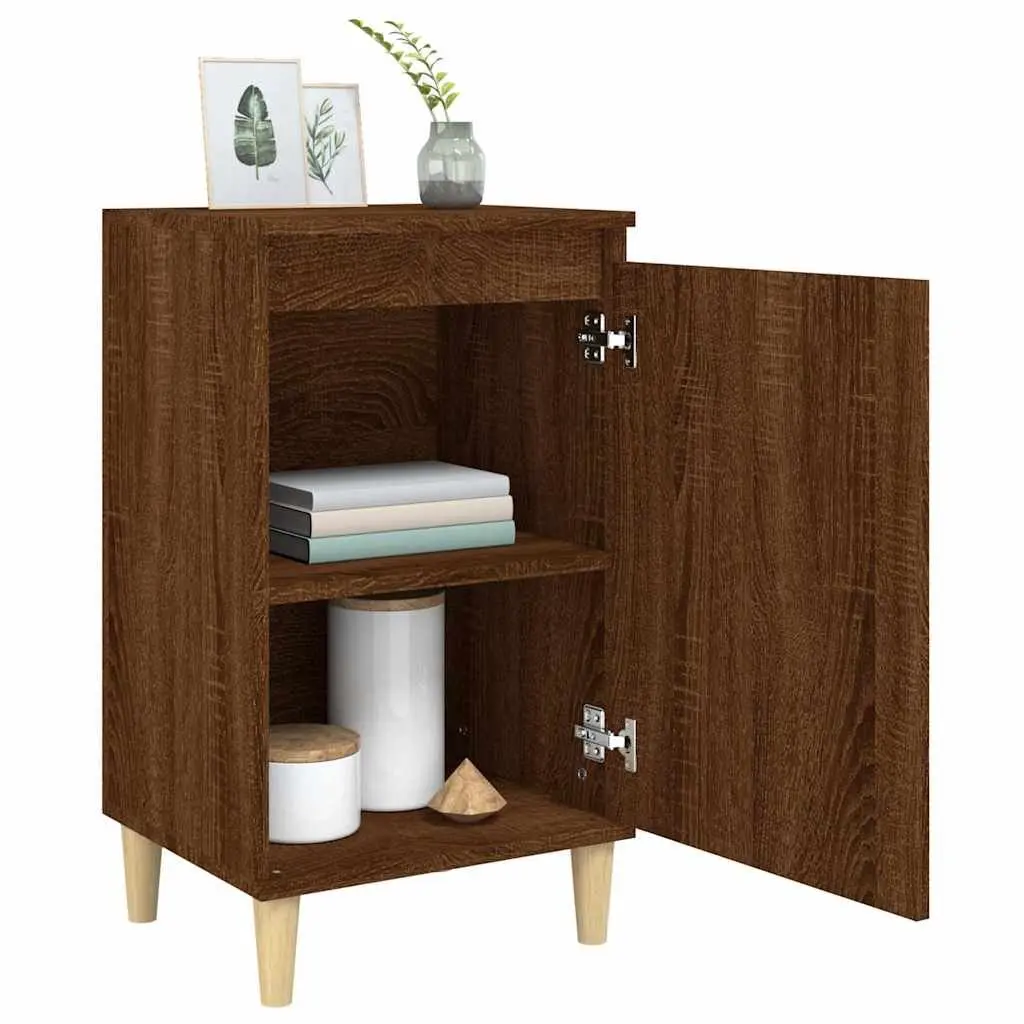 Brown Oak Nightstand with 2 Compartments