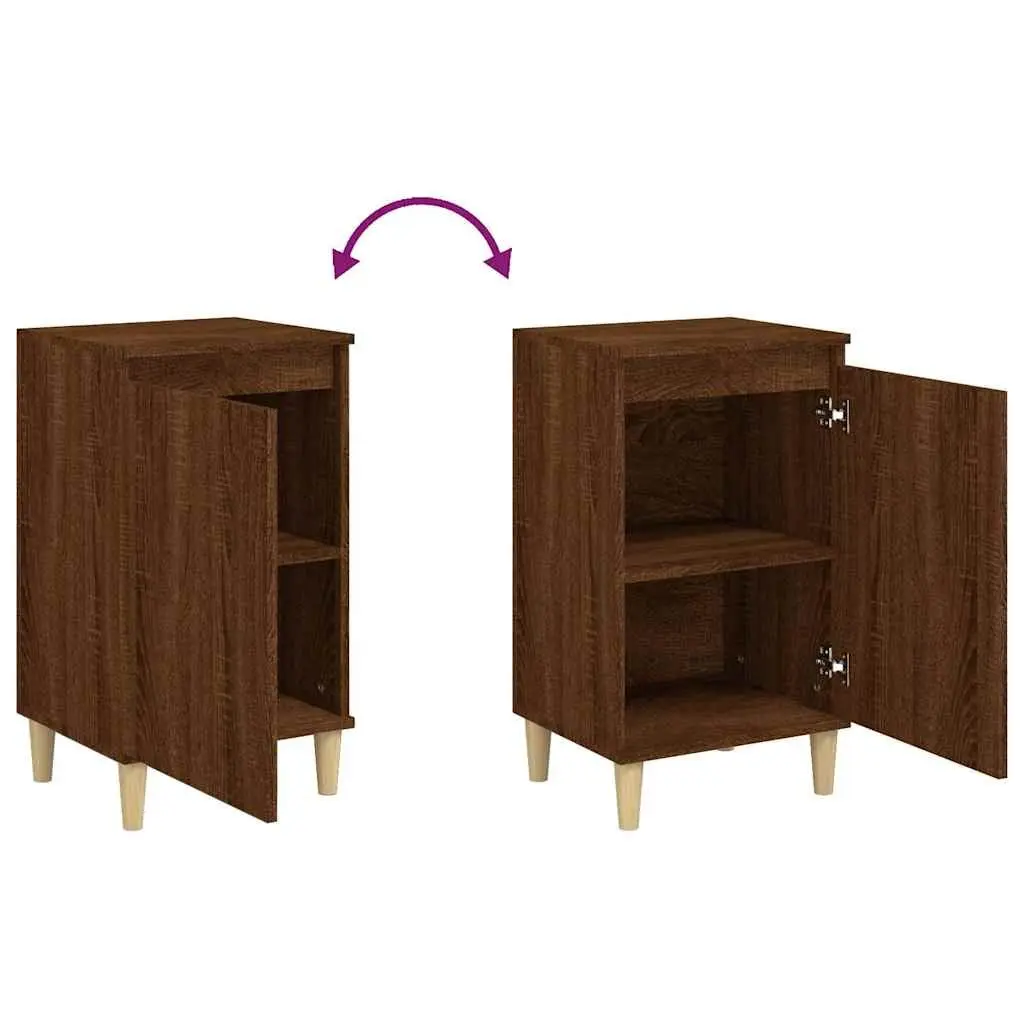 Brown Oak Nightstand with 2 Compartments