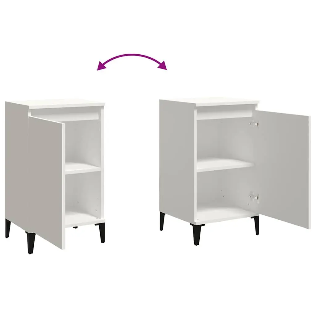 Bedside Cabinet White 40x35x70cm Engineered Wood Nightstand Side Table with Door Storage
